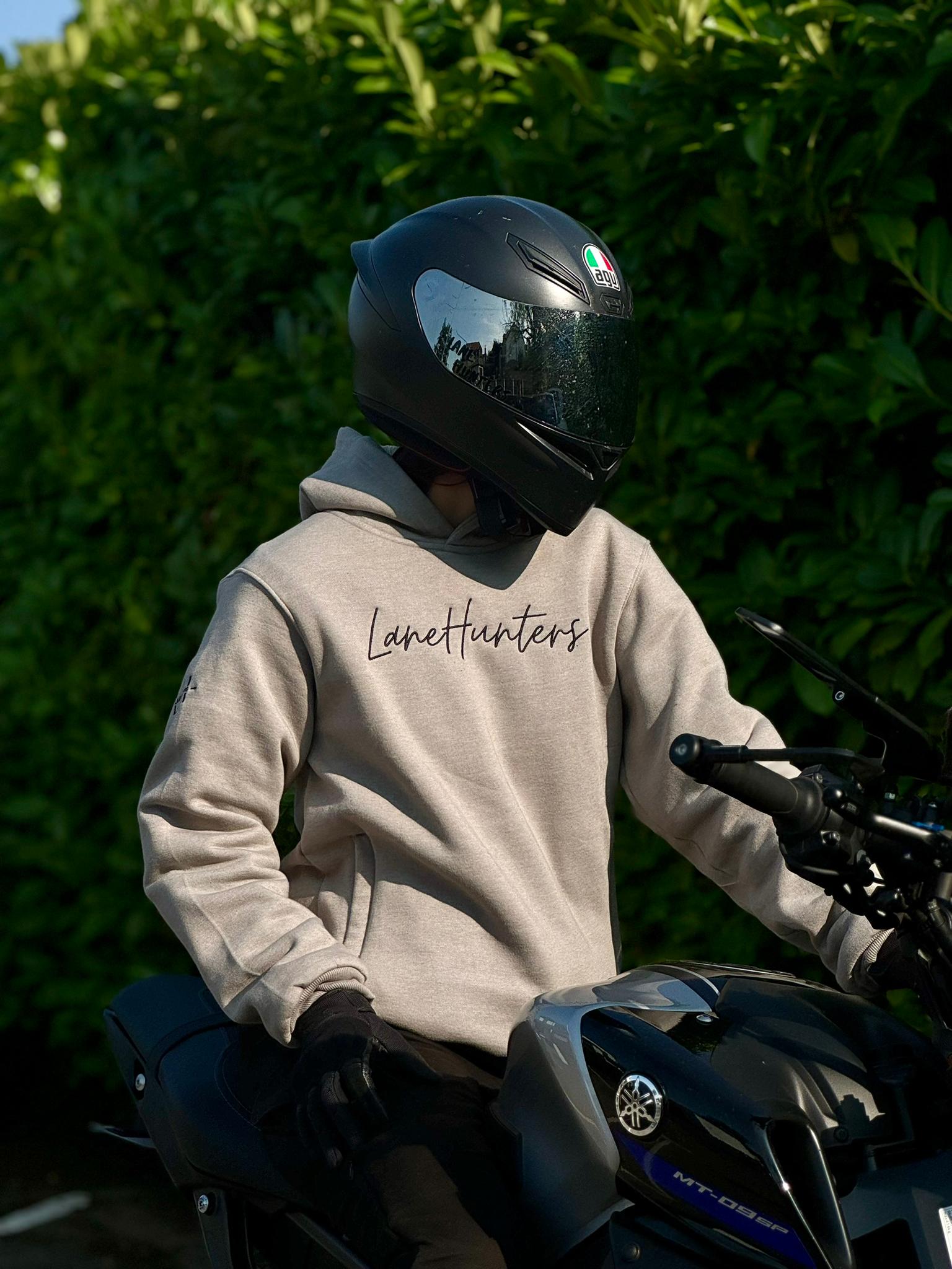 Motorradgepanzerter weiBer Kapuzenpullover Lane Hunters